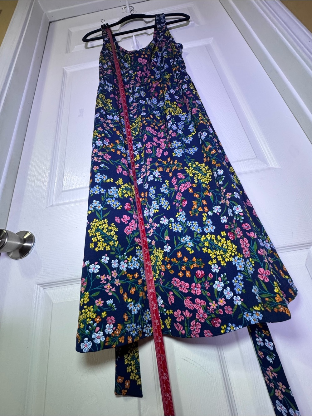 Leota Navy Floral Midi Dress with Pink, Yellow & Green Accents - Picture 8 of 8